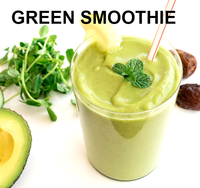 Smoothie Recipes – Green smoothie with avocado-kale & dates